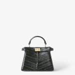 FENDI Peekaboo ISeeU Petite Forest green inlaid hagfish leather bag